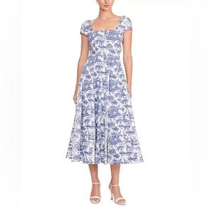 Staud short sleeves Wells Dress Blue Etoile